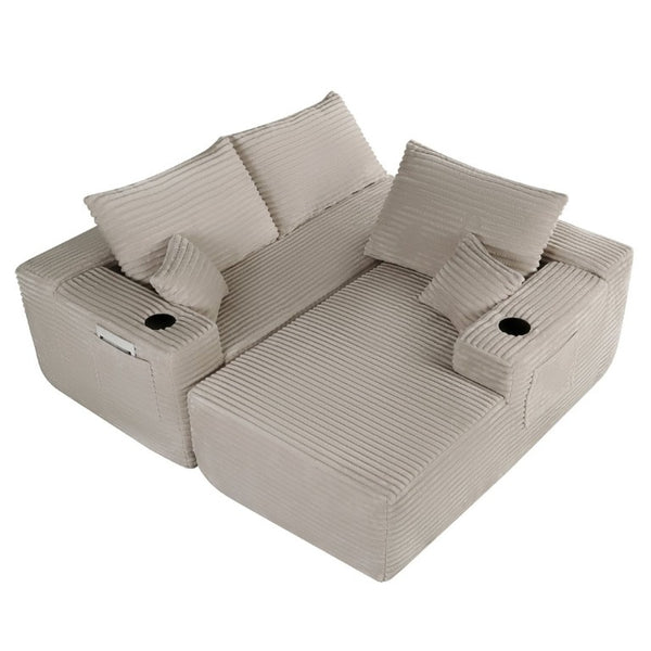 English Elm 108 Inch Cloud Sectional with Corduroy Plush Cushions Deep Lounge Sofa for Living Room W3975S00178