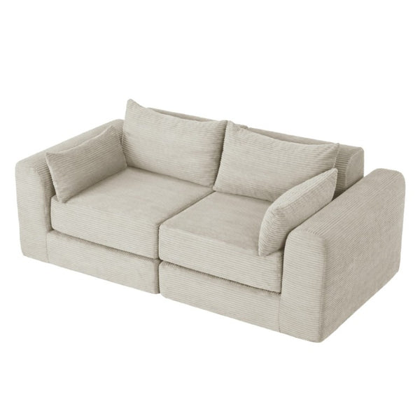 English Elm 71Inch-Modular Corduroy 2 Seater Sofa Layered Silhouette for Contemporary Living Rooms Camel W3975S00179