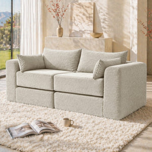 English Elm 71Inch-Modular Corduroy 2 Seater Sofa Layered Silhouette for Contemporary Living Rooms Camel W3975S00179