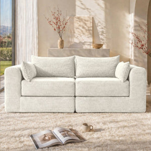 English Elm 71Inch-Modular Corduroy 2 Seater Sofa Layered Silhouette for Contemporary Living Rooms Beige W3975S00180