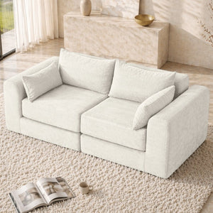 English Elm 71Inch-Modular Corduroy 2 Seater Sofa Layered Silhouette for Contemporary Living Rooms Beige W3975S00180