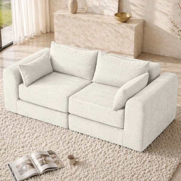 English Elm 71Inch-Modular Corduroy 2 Seater Sofa Layered Silhouette for Contemporary Living Rooms Beige W3975S00180