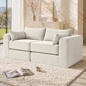 English Elm 71Inch-Modular Corduroy 2 Seater Sofa Layered Silhouette for Contemporary Living Rooms Beige W3975S00180