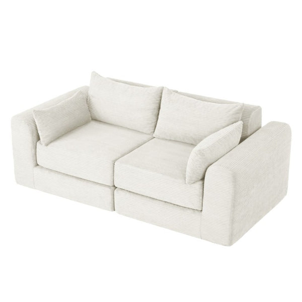 English Elm 71Inch-Modular Corduroy 2 Seater Sofa Layered Silhouette for Contemporary Living Rooms Beige W3975S00180