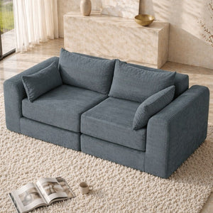 English Elm 71Inch-Modular Corduroy 2 Seater Sofa Layered Silhouette for Contemporary Living Rooms Grey W3975S00181