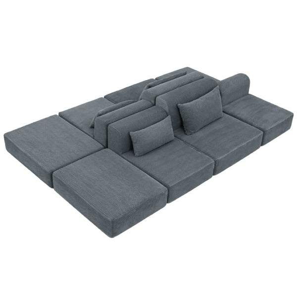 English Elm 71Inch-Modular Corduroy 2 Seater Sofa Layered Silhouette for Contemporary Living Rooms Grey W3975S00181