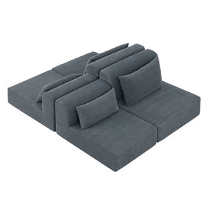 English Elm 71Inch-Modular Corduroy 2 Seater Sofa Layered Silhouette for Contemporary Living Rooms Grey W3975S00181