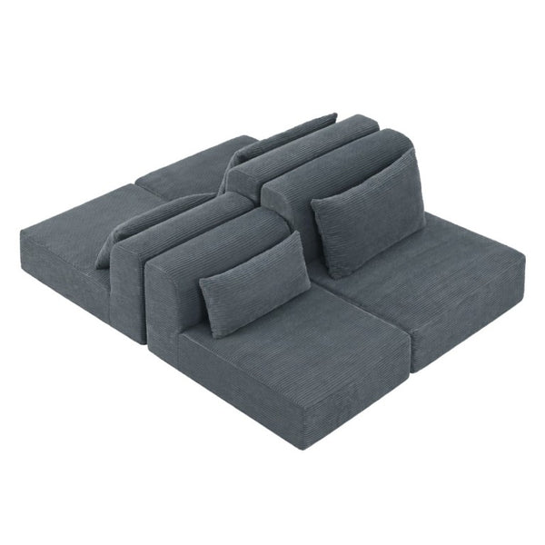 English Elm 71Inch-Modular Corduroy 2 Seater Sofa Layered Silhouette for Contemporary Living Rooms Grey W3975S00181