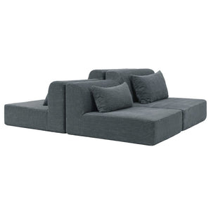 English Elm 71Inch-Modular Corduroy 2 Seater Sofa Layered Silhouette for Contemporary Living Rooms Grey W3975S00181