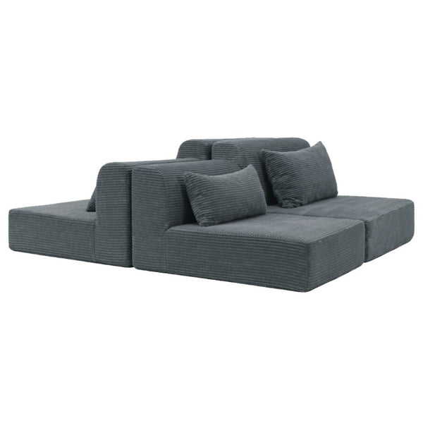English Elm 71Inch-Modular Corduroy 2 Seater Sofa Layered Silhouette for Contemporary Living Rooms Grey W3975S00181