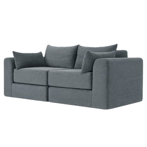 English Elm 71Inch-Modular Corduroy 2 Seater Sofa Layered Silhouette for Contemporary Living Rooms Grey W3975S00181