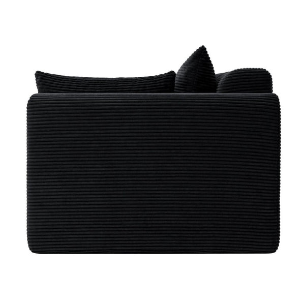 English Elm 71Inch-Modular Corduroy 2 Seater Sofa Layered Silhouette for Contemporary Living Rooms Black W3975S00182
