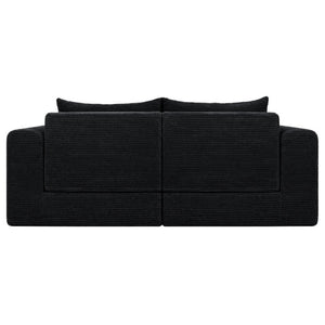 English Elm 71Inch-Modular Corduroy 2 Seater Sofa Layered Silhouette for Contemporary Living Rooms Black W3975S00182