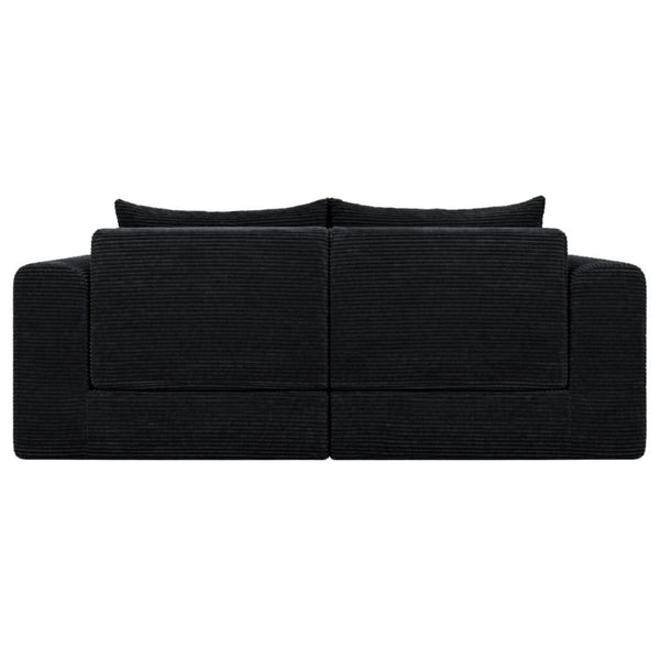 English Elm 71Inch-Modular Corduroy 2 Seater Sofa Layered Silhouette for Contemporary Living Rooms Black W3975S00182