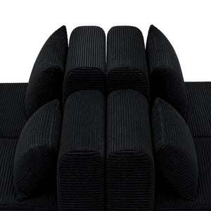 English Elm 71Inch-Modular Corduroy 2 Seater Sofa Layered Silhouette for Contemporary Living Rooms Black W3975S00182