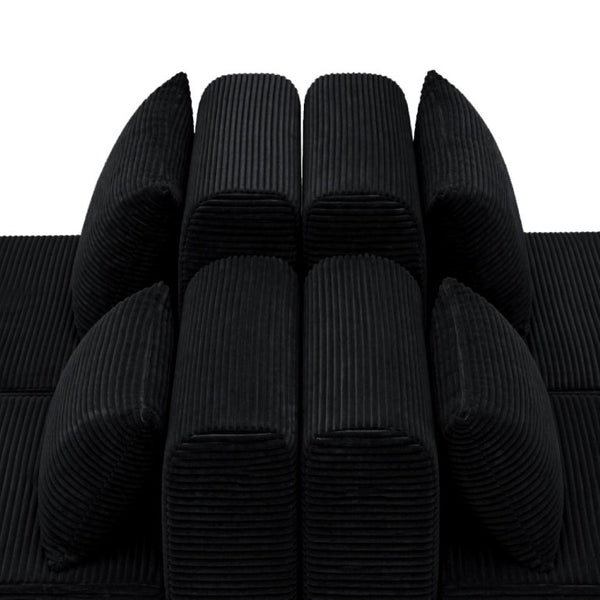 English Elm 71Inch-Modular Corduroy 2 Seater Sofa Layered Silhouette for Contemporary Living Rooms Black W3975S00182