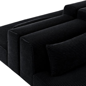 English Elm 71Inch-Modular Corduroy 2 Seater Sofa Layered Silhouette for Contemporary Living Rooms Black W3975S00182