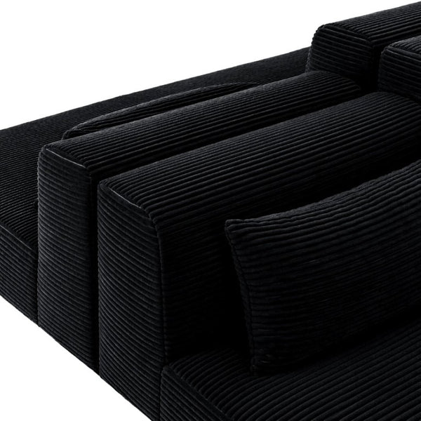 English Elm 71Inch-Modular Corduroy 2 Seater Sofa Layered Silhouette for Contemporary Living Rooms Black W3975S00182