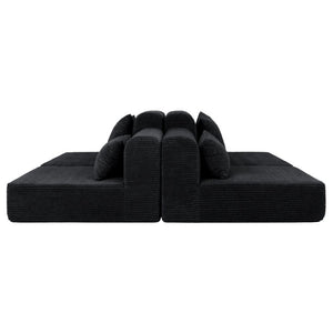 English Elm 71Inch-Modular Corduroy 2 Seater Sofa Layered Silhouette for Contemporary Living Rooms Black W3975S00182