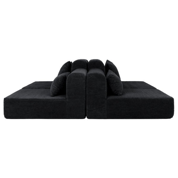 English Elm 71Inch-Modular Corduroy 2 Seater Sofa Layered Silhouette for Contemporary Living Rooms Black W3975S00182