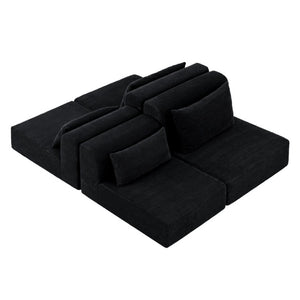 English Elm 71Inch-Modular Corduroy 2 Seater Sofa Layered Silhouette for Contemporary Living Rooms Black W3975S00182