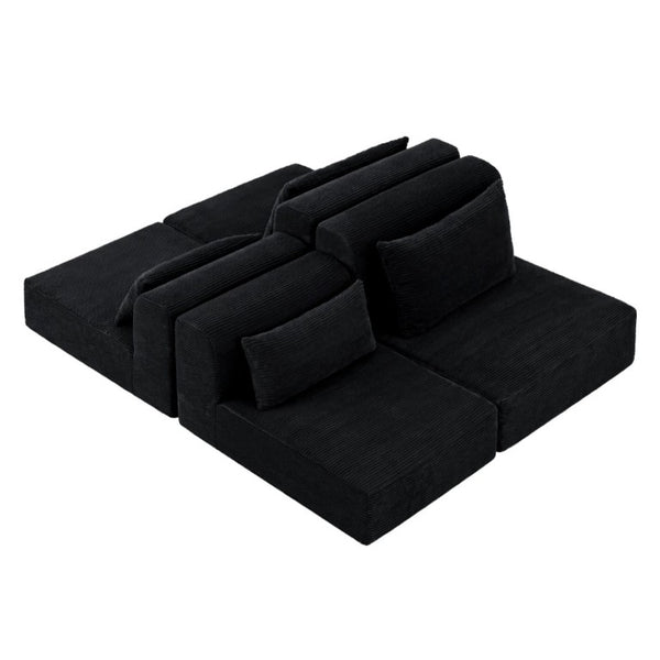 English Elm 71Inch-Modular Corduroy 2 Seater Sofa Layered Silhouette for Contemporary Living Rooms Black W3975S00182