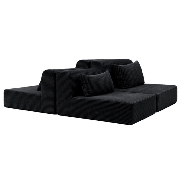 English Elm 71Inch-Modular Corduroy 2 Seater Sofa Layered Silhouette for Contemporary Living Rooms Black W3975S00182