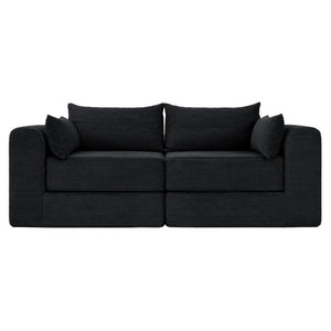English Elm 71Inch-Modular Corduroy 2 Seater Sofa Layered Silhouette for Contemporary Living Rooms Black W3975S00182