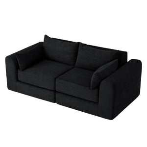 English Elm 71Inch-Modular Corduroy 2 Seater Sofa Layered Silhouette for Contemporary Living Rooms Black W3975S00182