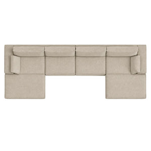 English Elm Upholstered Modular Floor Sectional in Corduroy with Deep Foam Seating for Lounge Rooms W3975S00183