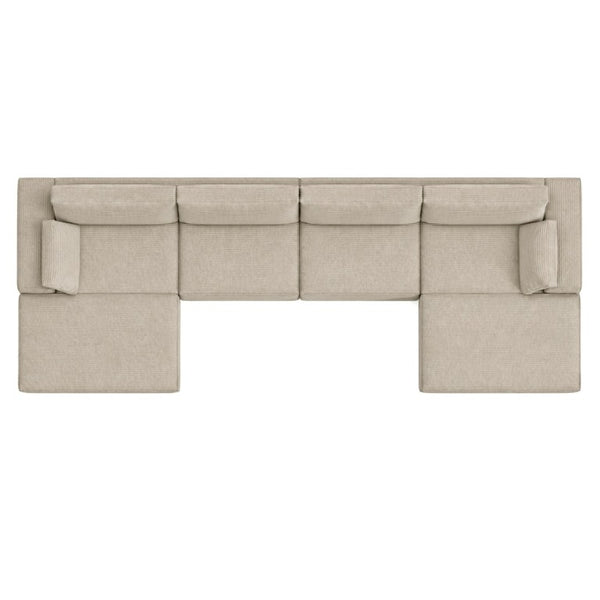 English Elm Upholstered Modular Floor Sectional in Corduroy with Deep Foam Seating for Lounge Rooms W3975S00183