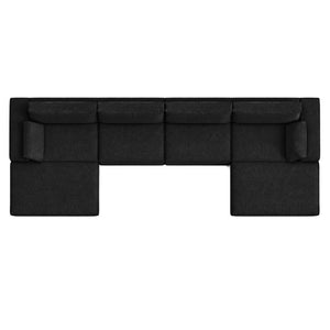English Elm Upholstered U-Shaped Modular Sectional in Corduroy for Open Living Spaces Black W3975S00184