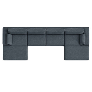 English Elm Upholstered U-Shaped Modular Sectional in Corduroy for Open Living Spaces Grey W3975S00185