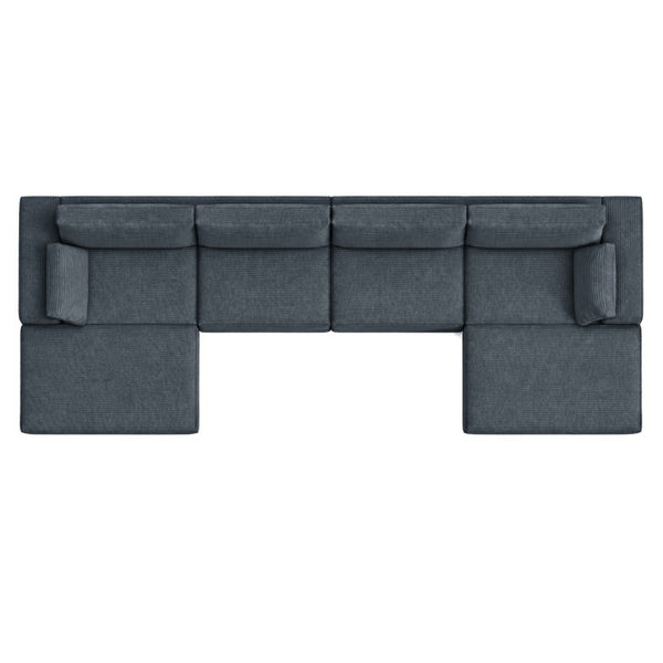 English Elm Upholstered U-Shaped Modular Sectional in Corduroy for Open Living Spaces Grey W3975S00185
