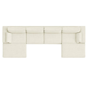 English Elm Upholstered U-Shaped Modular Sectional in Corduroy for Open Living Spaces White W3975S00186