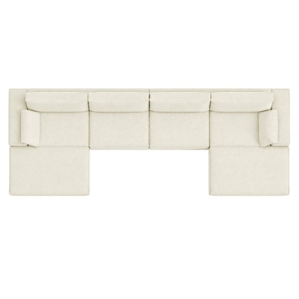 English Elm Upholstered U-Shaped Modular Sectional in Corduroy for Open Living Spaces White W3975S00186