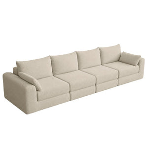 English Elm Sectional Modular U Shaped Corduroy Floor Sofa with Deep Foam Seating for Loft Living Camel W3975S00187