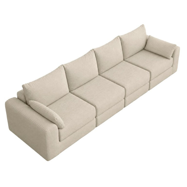 English Elm Sectional Modular U Shaped Corduroy Floor Sofa with Deep Foam Seating for Loft Living Camel W3975S00187