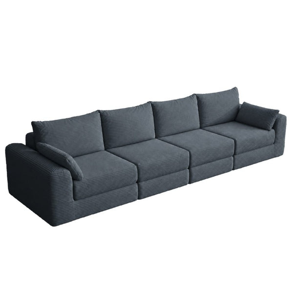 English Elm Sectional Modular U Shaped Corduroy Floor Sofa with Deep Foam Seating for Loft Living Grey W3975S00188