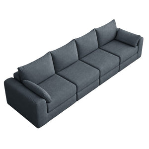English Elm Sectional Modular U Shaped Corduroy Floor Sofa with Deep Foam Seating for Loft Living Grey W3975S00188