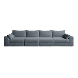 English Elm Sectional Modular U Shaped Corduroy Floor Sofa with Deep Foam Seating for Loft Living Grey W3975S00188