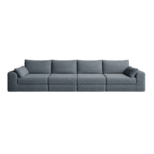 English Elm Sectional Modular U Shaped Corduroy Floor Sofa with Deep Foam Seating for Loft Living Grey W3975S00188