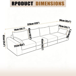 English Elm Sectional Modular U Shaped Corduroy Floor Sofa with Deep Foam Seating for Loft Living Black W3975S00189