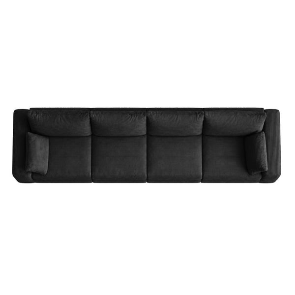 English Elm Sectional Modular U Shaped Corduroy Floor Sofa with Deep Foam Seating for Loft Living Black W3975S00189