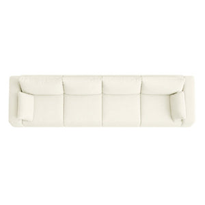 English Elm Sectional Modular U Shaped Corduroy Floor Sofa with Deep Foam Seating for Loft Living Beige W3975S00190