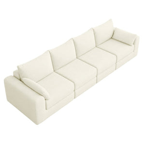 English Elm Sectional Modular U Shaped Corduroy Floor Sofa with Deep Foam Seating for Loft Living Beige W3975S00190