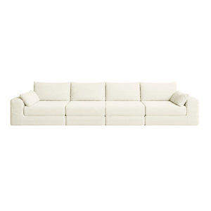 English Elm Sectional Modular U Shaped Corduroy Floor Sofa with Deep Foam Seating for Loft Living Beige W3975S00190