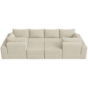 English Elm U Shaped Modular Floor Sectional Sofa in Corduroy with Deep Lounge Seating W3975S00195