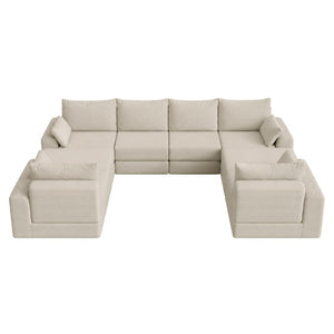 English Elm U Shaped Modular Floor Sectional Sofa in Corduroy with Deep Lounge Seating W3975S00195