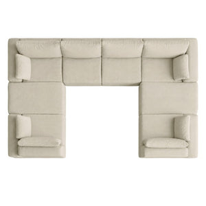 English Elm U Shaped Modular Floor Sectional Sofa in Corduroy with Deep Lounge Seating W3975S00195